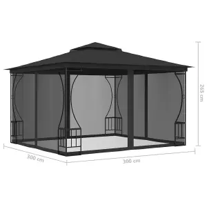 Berkfield Gazebo with Nets 300x300x265 cm Anthracite