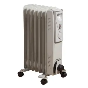 Daewoo 7 Fin Oil Filled Radiator 1500W Portable Heater White