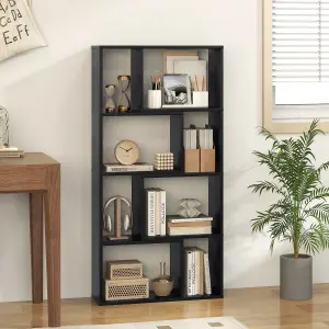 COSTWAY 5-Tier Geometric Bookshelf 120 CM Tall Bookcase Modern 8-Cube Display Shelving