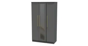 Helmsley Tall Triple Mirror Wardrobe in Dusk Grey (Ready Assembled)