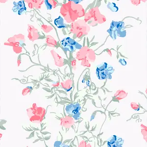 Laura Ashley Charlotte Coral Pink Floral Smooth Wallpaper Sample