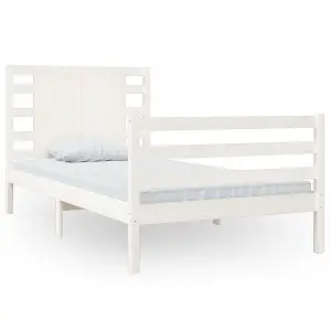 Berkfield Bed Frame White Solid Wood Pine 100x200 cm