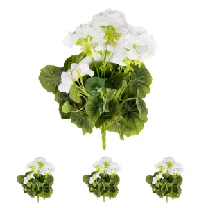 Blooming Artificial - Multi Pack Faux Geranium Bush Bundle - Outdoor Fake Flower