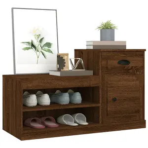 Berkfield Shoe Cabinet Brown Oak 100x42x60 cm Engineered Wood