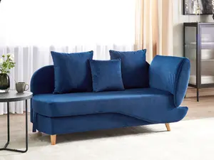 Right Hand Velvet Chaise Lounge with Storage Blue MERI II