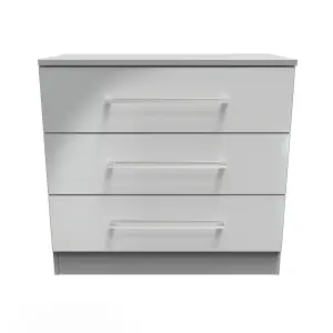 Chester 3 Drawer Chest in Uniform Grey Gloss & Dusk Grey (Ready Assembled)