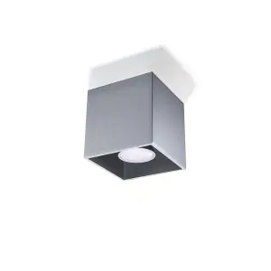 Quad Aluminium Grey 1 Light Classic Ceiling Light