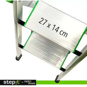 StepIt 4 Step Ladder 3 Year Warranty 150kg Capacity Portable Folding Aluminium Anti-Slip Grip Safety Ladders