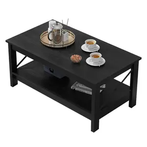 O'Kean 4 Legs Coffee Table with Storage Black / Black