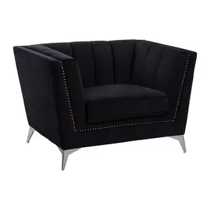 Interiors by Premier Black Velvet Chair, Comfortable Velvet Desk Chair, Backrest Velvet Armchair, Cozy Armchair