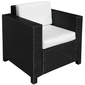 Garden Patio Rattan Wicker Furniture Single Cube Chair Sofa Outdoor Black