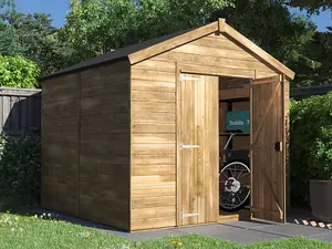 Dunster House Bike Shed Storage Garden Building 2.4m x 2.4m Wooden Pressure Treated Overlord Apex