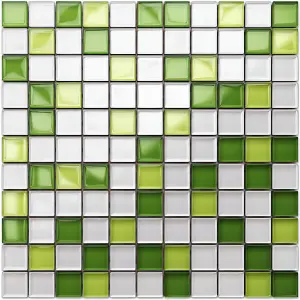 Glass mosaic on mesh for bathroom or kitchen 300mm x 300mm - Apple marshmallow