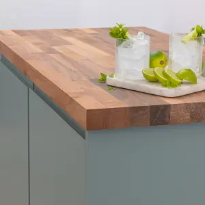 Solid Walnut Kitchen Worktop - 2000mm x 960mm x 40mm - Premium Wood Worktops 2m Walnut Wooden Timber Tops Real Wood Block Stave