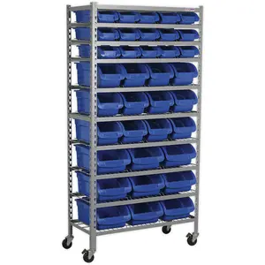 36 Tray Mobile Parts Picking Trolley for Garage and Warehouse Storage