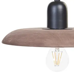 3 Light Mango Wood Pendant Lamp Dark MANJEERA