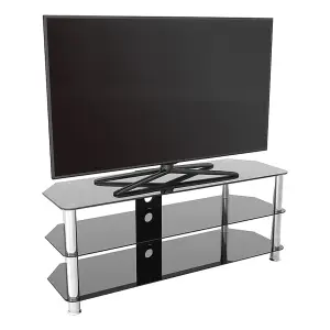 AVF Black Glass and Chrome 1.25m TV Stand with Cable Management