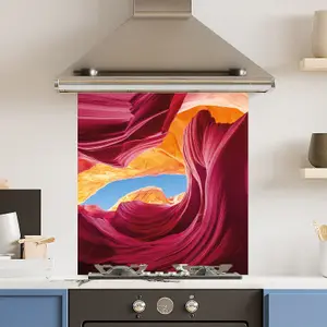 Premium 70cm x 75cm 6mm  Glass Red Canyon Kitchen Splashback Various Sizes Toughened - 70 cm