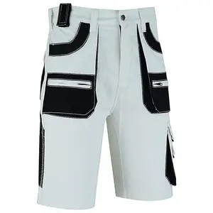 MS9 Mens Cargo Combat Painter Decoration Cotton Work Shorts - White, W32