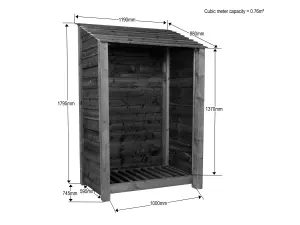 Wooden log store W-119cm, H-180cm, D-88cm - natural (light green) finish