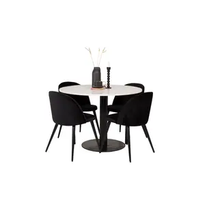 Withernsea Dining Set with 4 Chairs Black / White