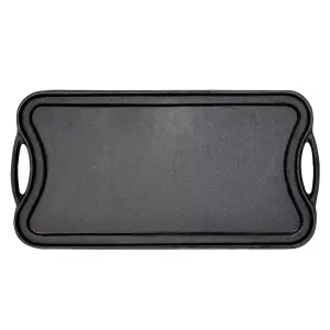 Rectangular Cast Iron Griddle Pan Grill Pan Steak Pan 53cm x 26.5cm