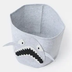 Storage Basket Toy Clothes Felt Shoe Kids Organiser Animal, Shark - Grey