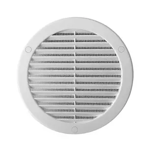 100 mm / 4 in White Round Air Vent Grille Duct Cover with Fly Screen, Flange and Screw Covers