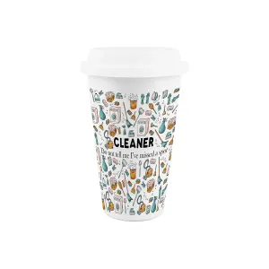 Cleaner Ceramic Travel Mug - Humorous Cleaning Themed Novelty Gifts/Presents - Double-Walled Insulated Drinks Flask Cup