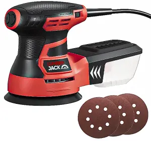 Lumberjack Random Orbital Sander 350W 125mm Includes Dust Box & Sanding Pads Red