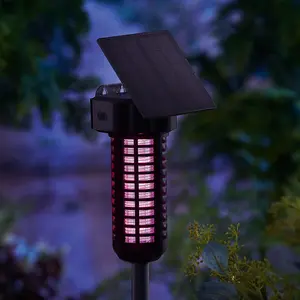 Dual Powered Garden Insect Killer Lamp - Solar or USB Rechargeable Staked Rainproof Zapper with 15 LEDs - Zap Flies, Midges & Bugs