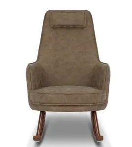 Faux Leather Light Brown Galilea Rocking Chair