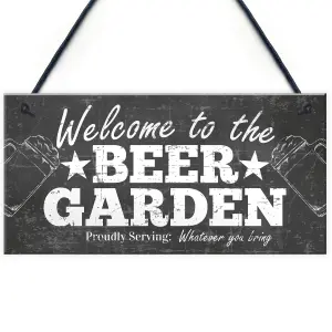 Red Ocean Welcome Sign Garden Signs Hanging Wall Pub Garden Plaques Friendship Gifts