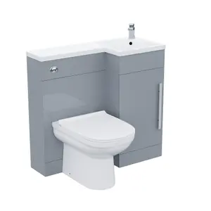 Nes Home Grey RH Basin Vanity Unit WC Back To Wall Toilet Manifold