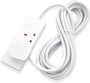 MantraRaj 2 Gang 5M Extension Socket Lead White 5 Meter 2-Way Extension Lead Two Gang Multi Plug Socket White Power Cable