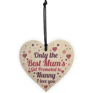 Red Ocean Best Mum Get Promoted To Nanny Wooden Heart Mum Gifts Nanny Gifts New Baby Gift Keepsake Plaque