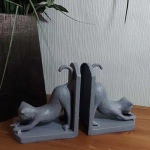 CAT Iron Book Ends 13cm Grey Shimmer