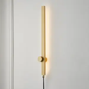 Line Brass effect Plug-in LED Wall light