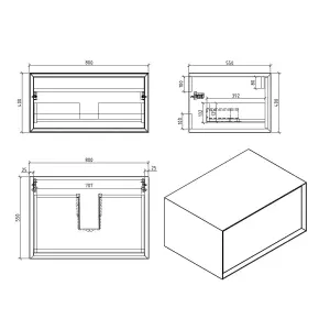 Declan White & Oak Wall Mounted Vanity Unit & Basin Set (W)800mm (H)400mm