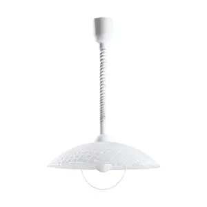 Pendant Ceiling Light Colour White Shade White Clear Glass With Structure Bulb E27 1x60W