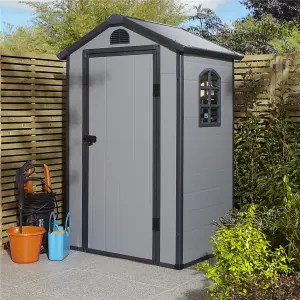 4 x 3 Single Door Apex Plastic Shed (Light Grey)