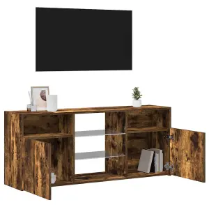 vidaXL TV Cabinet with LED Lights Smoked Oak 120x30x50 cm