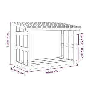 Berkfield Firewood Rack Black 108x64.5x77 cm Solid Wood Pine