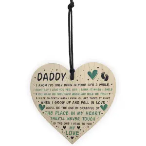 Red Ocean Fathers Day Gift For New Daddy Wooden Heart Daddy To Be Gift New Baby Special Keepsake Plaque