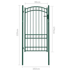 Berkfield Fence Gate with Arched Top Steel 100x175 cm Green