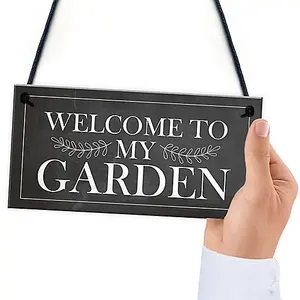 Red Ocean Garden Sign Novelty WELCOME Sign Hanging Plaque Summer House Sign Garden Shed Friendship Gift