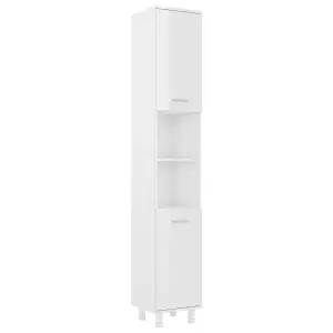 Berkfield Bathroom Cabinet High Gloss White 30x30x179 cm Engineered Wood