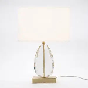 Modern Clear K9 Faceted Crystal Glass Table Lamp Base with Brushed Gold Base