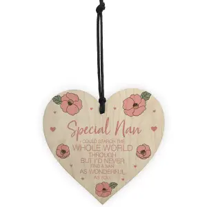 Nan Gift Wooden Hanging Heart For Birthday Mothers Day Gift For Her Keepsake