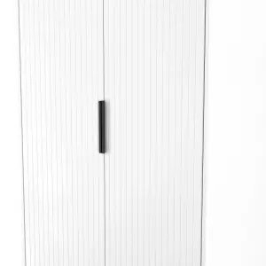 Nashville Ready assembled Contemporary White 2 Drawer Tall Double Wardrobe (H)1960mm (W)740mm (D)520mm